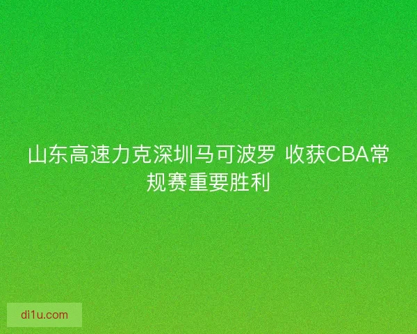 山东高速力克深圳马可波罗 收获CBA常规赛重要胜利